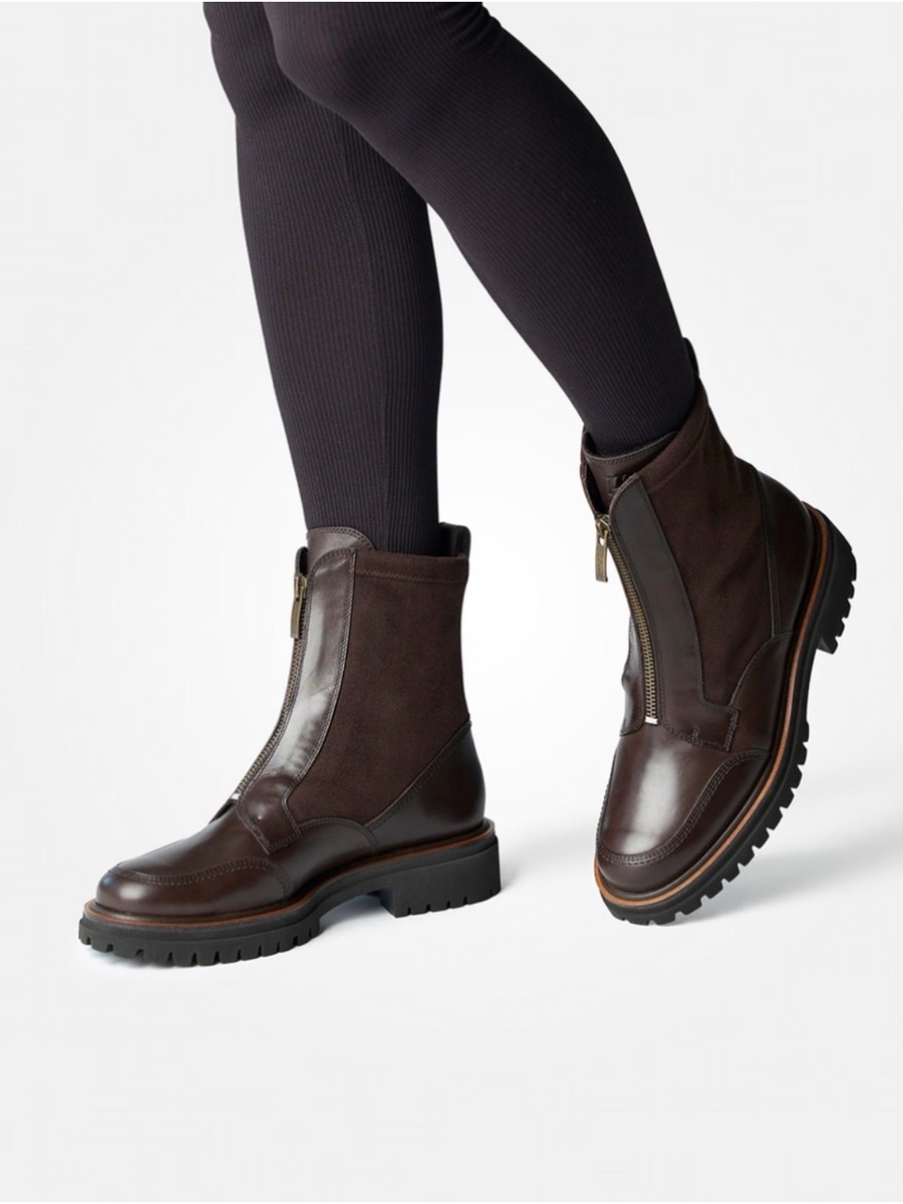 Paul Green Sheridan Lug Zip Bootie BOOT  in moro brown size 8.5 (6)